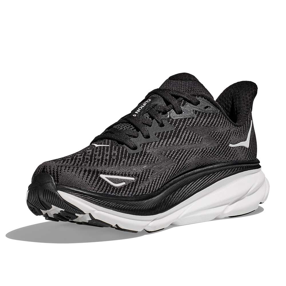 Men's Clifton 9 Running Shoe - Black/White - Image 3