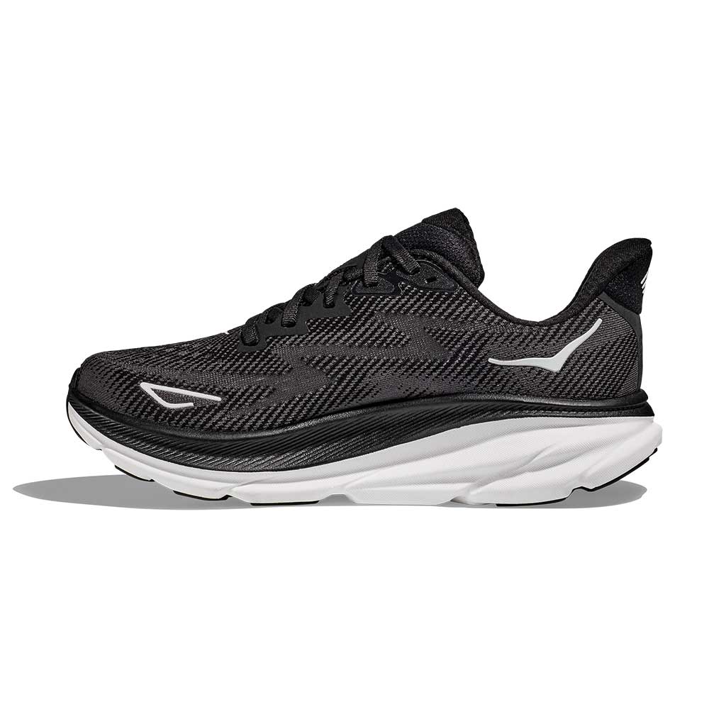 Men's Clifton 9 Running Shoe - Black/White - Image 4