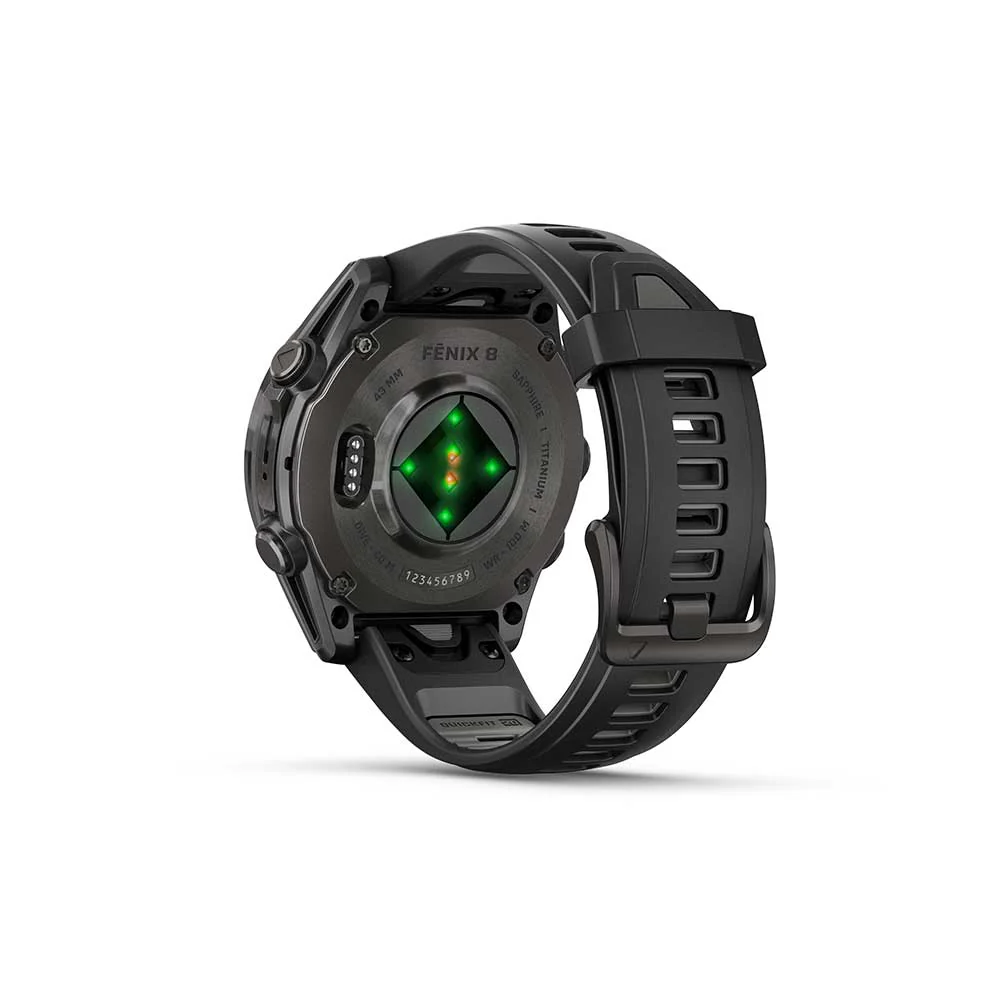 fenix 8 - 43 mm, AMOLED, Sapphire - Carbon Gray DLC Titanium/Black/Pebble Gray Silicone - Image 11