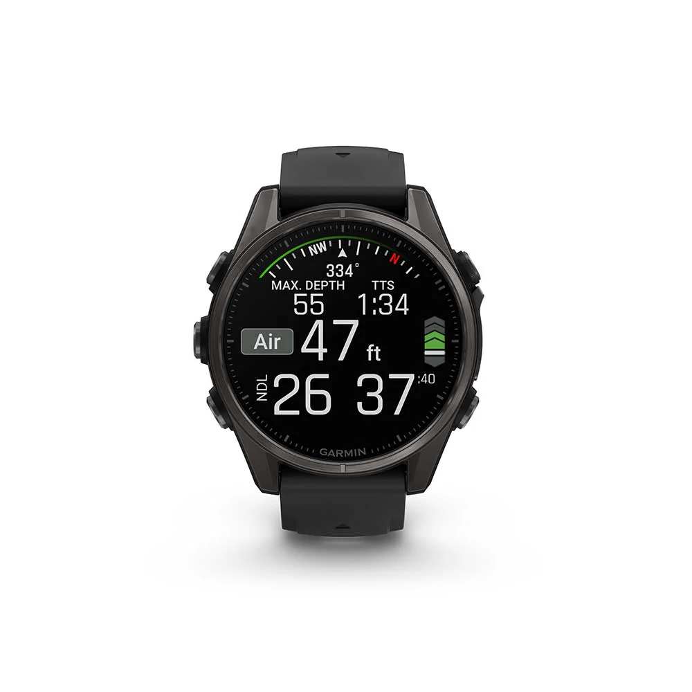 fenix 8 - 43 mm, AMOLED, Sapphire - Carbon Gray DLC Titanium/Black/Pebble Gray Silicone - Image 2