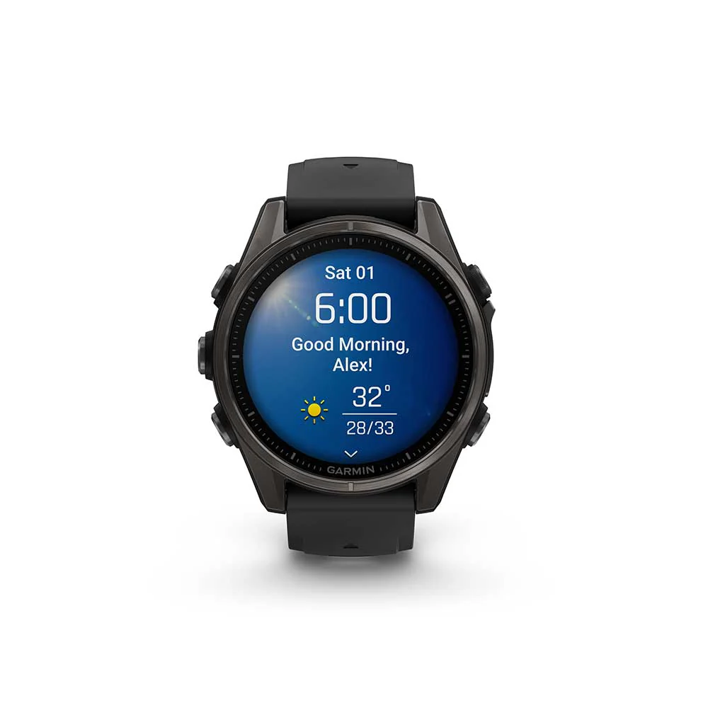 fenix 8 - 43 mm, AMOLED, Sapphire - Carbon Gray DLC Titanium/Black/Pebble Gray Silicone - Image 8