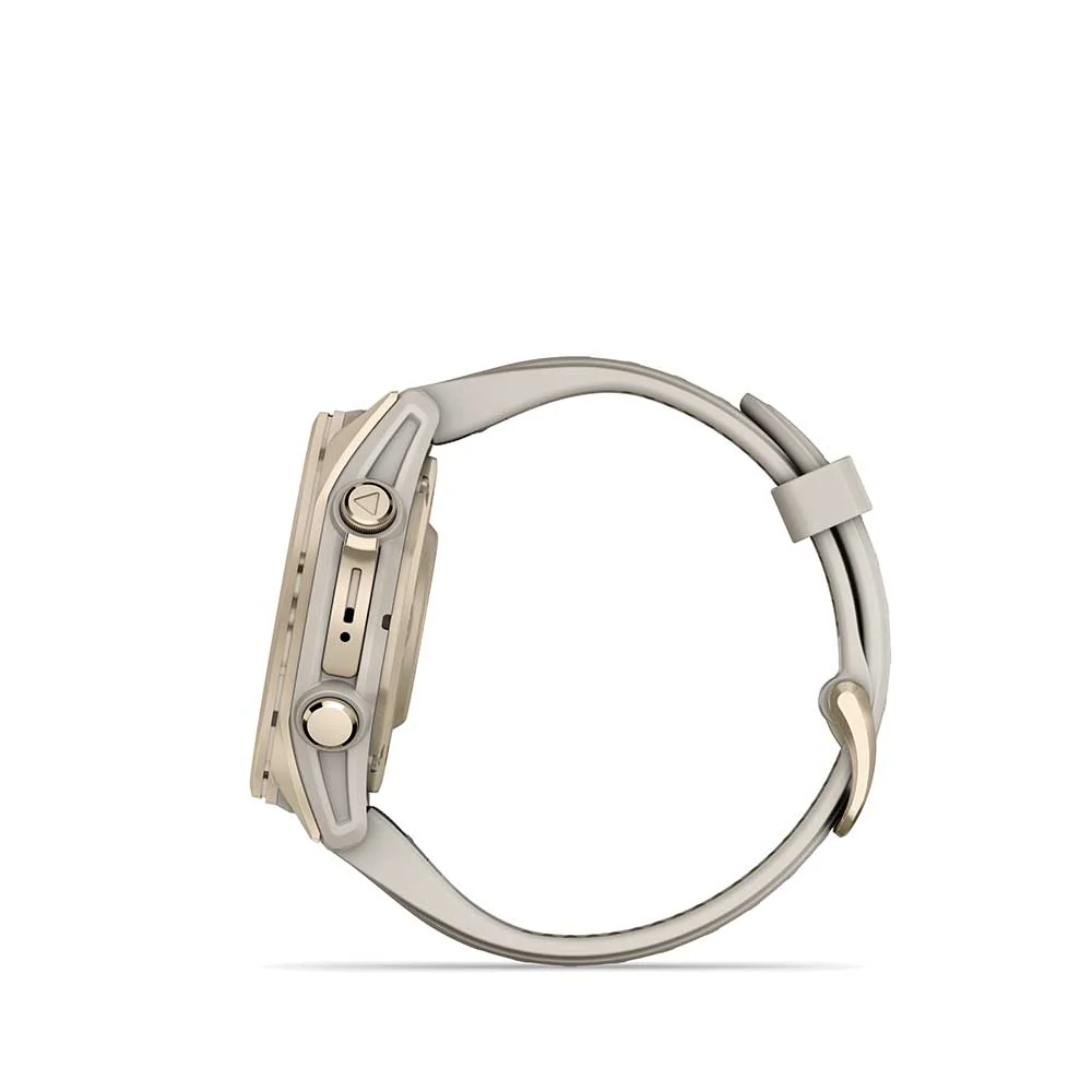 fenix 8 - 43 mm, AMOLED, Sapphire - Soft Gold/Fog Gray/Dark Sandstone Silicone Band - Image 12