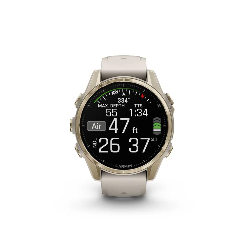 fenix 8 - 43 mm, AMOLED, Sapphire - Soft Gold/Fog Gray/Dark Sandstone Silicone Band - Image 2