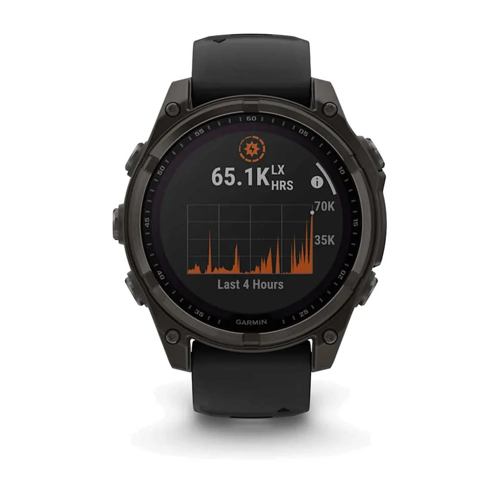 fenix 8 - 47 mm, Solar, Sapphire - Carbon Gray DLC Titanium/Black/Pebble Gray Silicone - Image 9