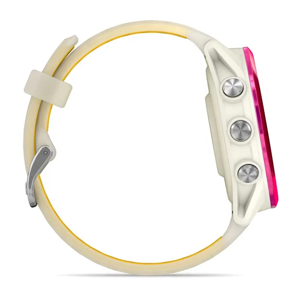 Forerunner 570 - 42mm, Raspberry Aluminum with Translucent Bone/Mango Band - Image 5