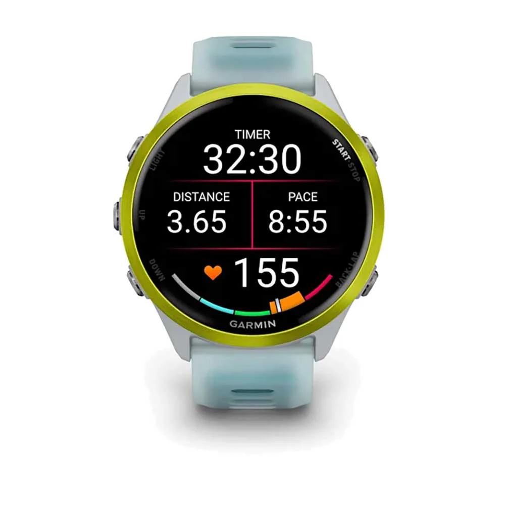 Forerunner 570 - 47mm, Amp Yellow Aluminum with Translucent Whitestone/Turquoise Band - Image 2