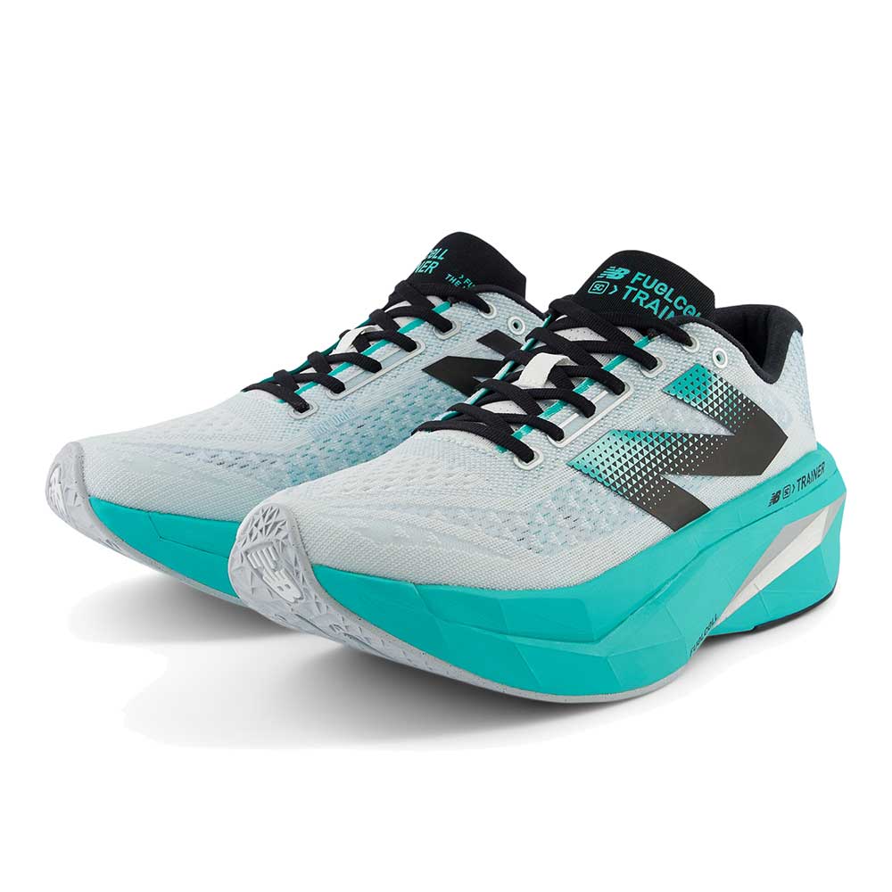 Men's FuelCell SuperComp Trainer v3 Running Shoe - White/Cyber Jade - Regular (D) - Image 4