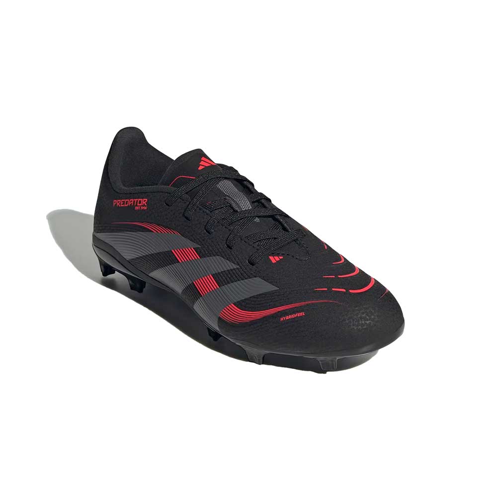 JR Predator League FG Soccer Cleat - Core Black/Grey Four/Lucid Red - Regular (D) - Image 4