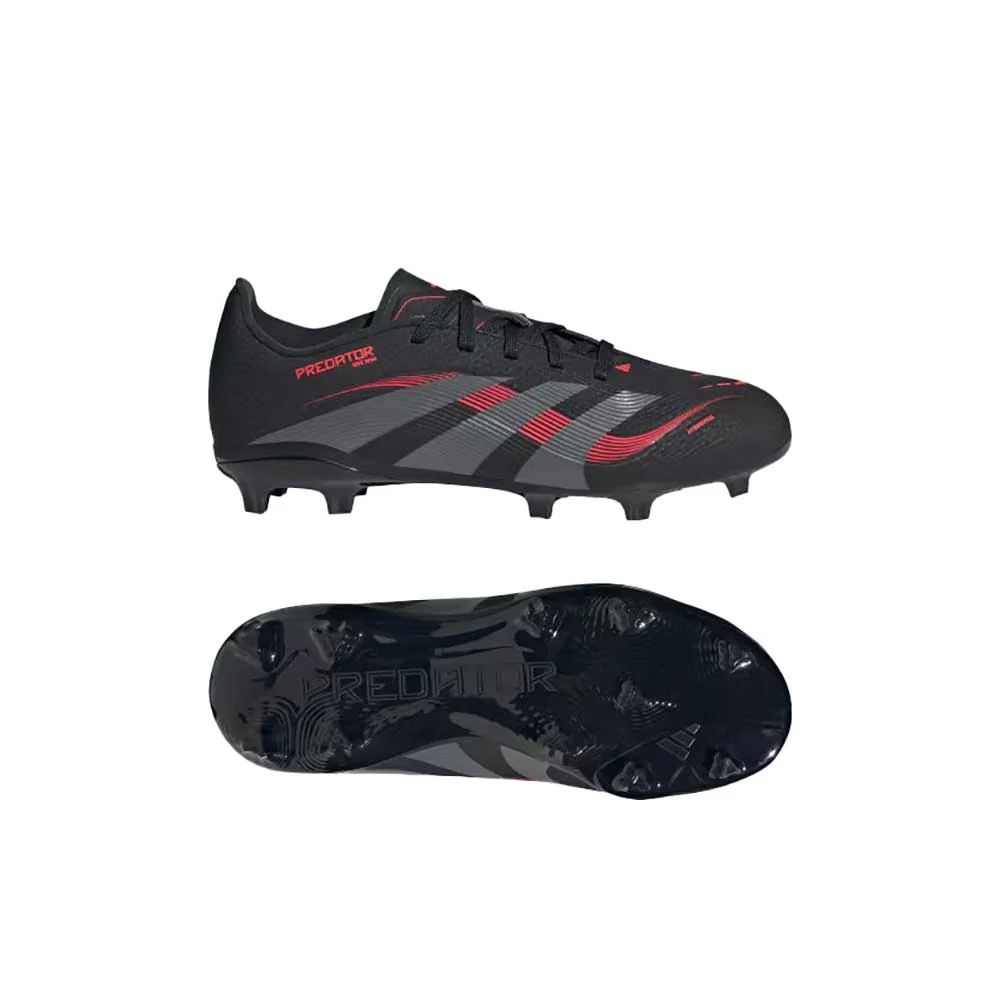 JR Predator League FG Soccer Cleat - Core Black/Grey Four/Lucid Red - Regular (D) - Image 7