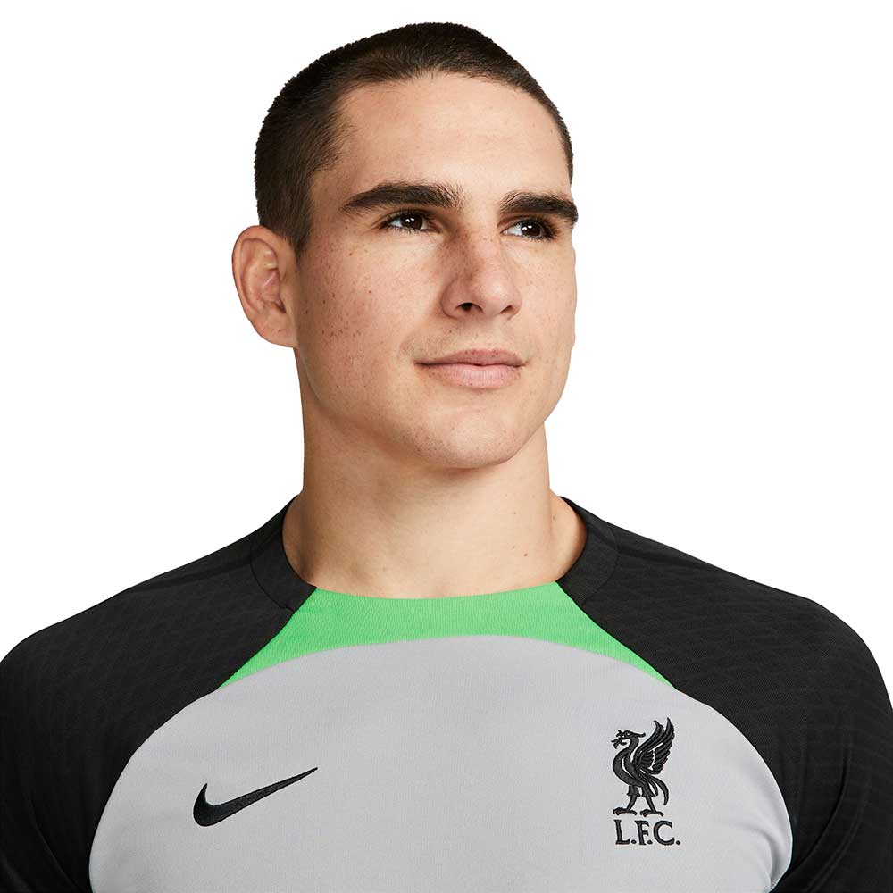 Men's Liverpool FC Strike Nike Dri-FIT Knit Soccer Top - Wolf Grey/Poison Green/Black - Image 4