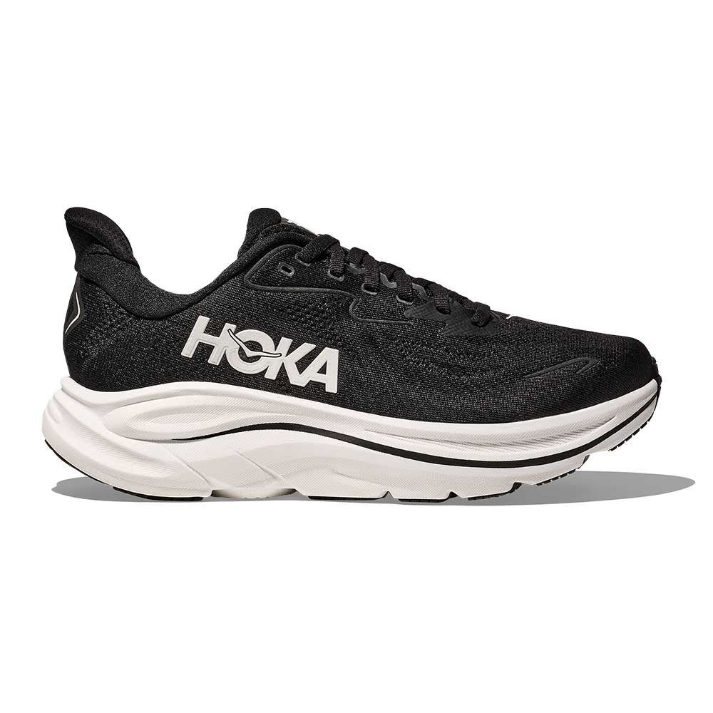 Men's Clifton 10 Running Shoe - Black/White - Wide (2E)