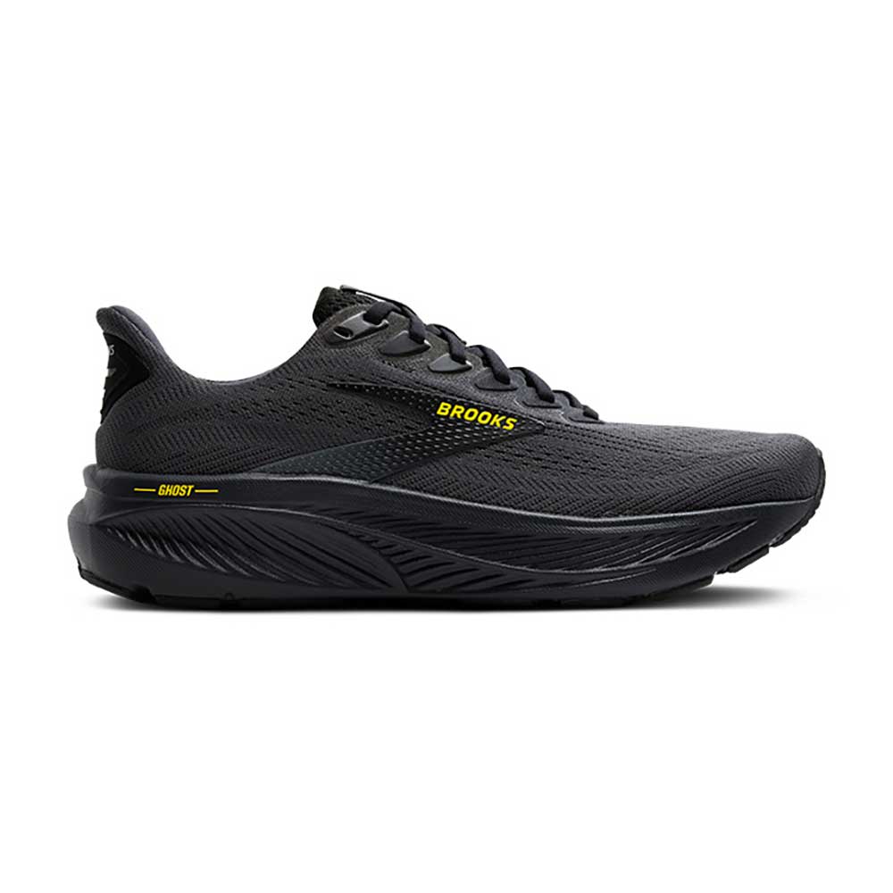 Men's Ghost 17 Running Shoe - Ebony/Black/Yellow - Wide (2E)