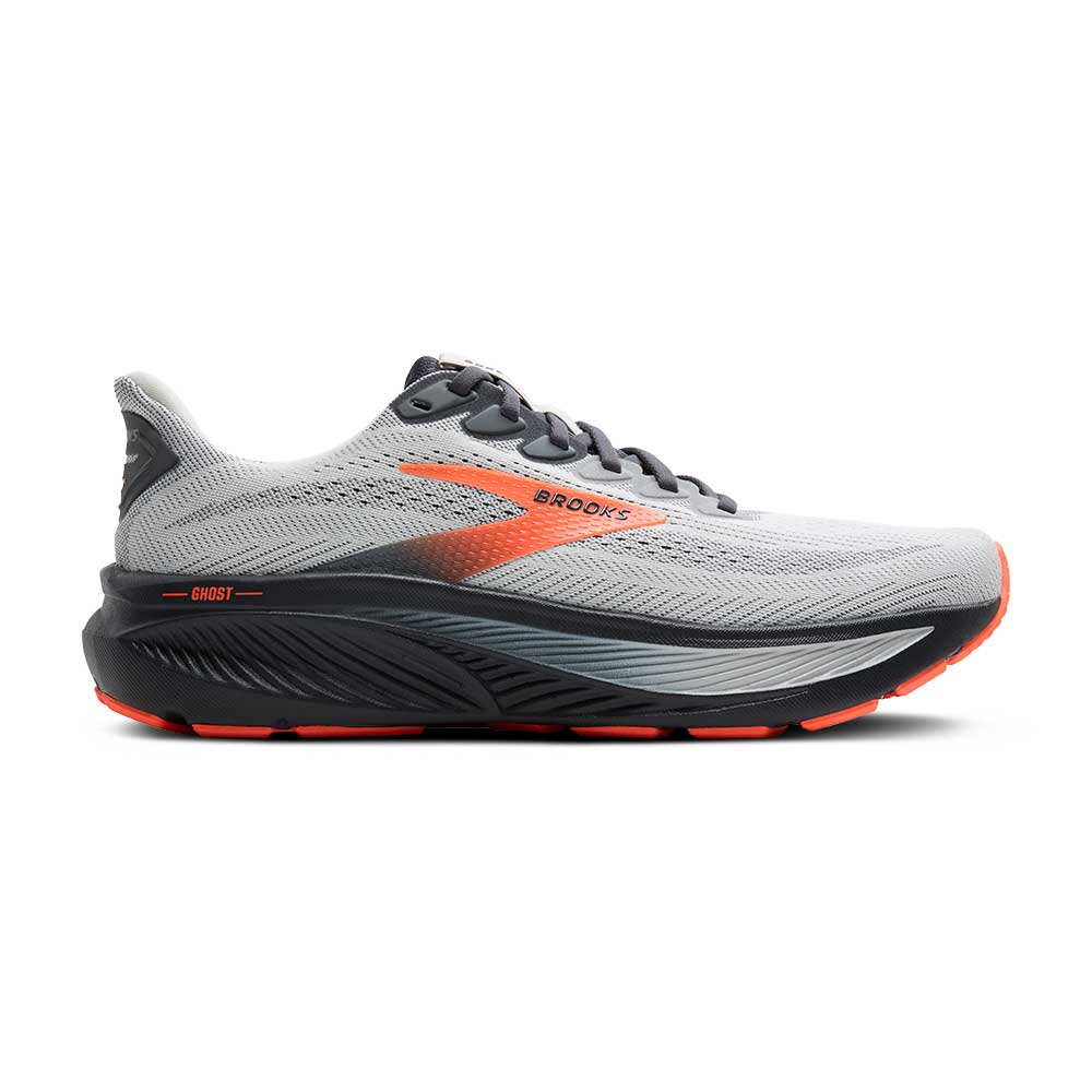 Men's Ghost 17 Running Shoe - Oyster Mushroom/Orange/Ebony - Wide (2E)