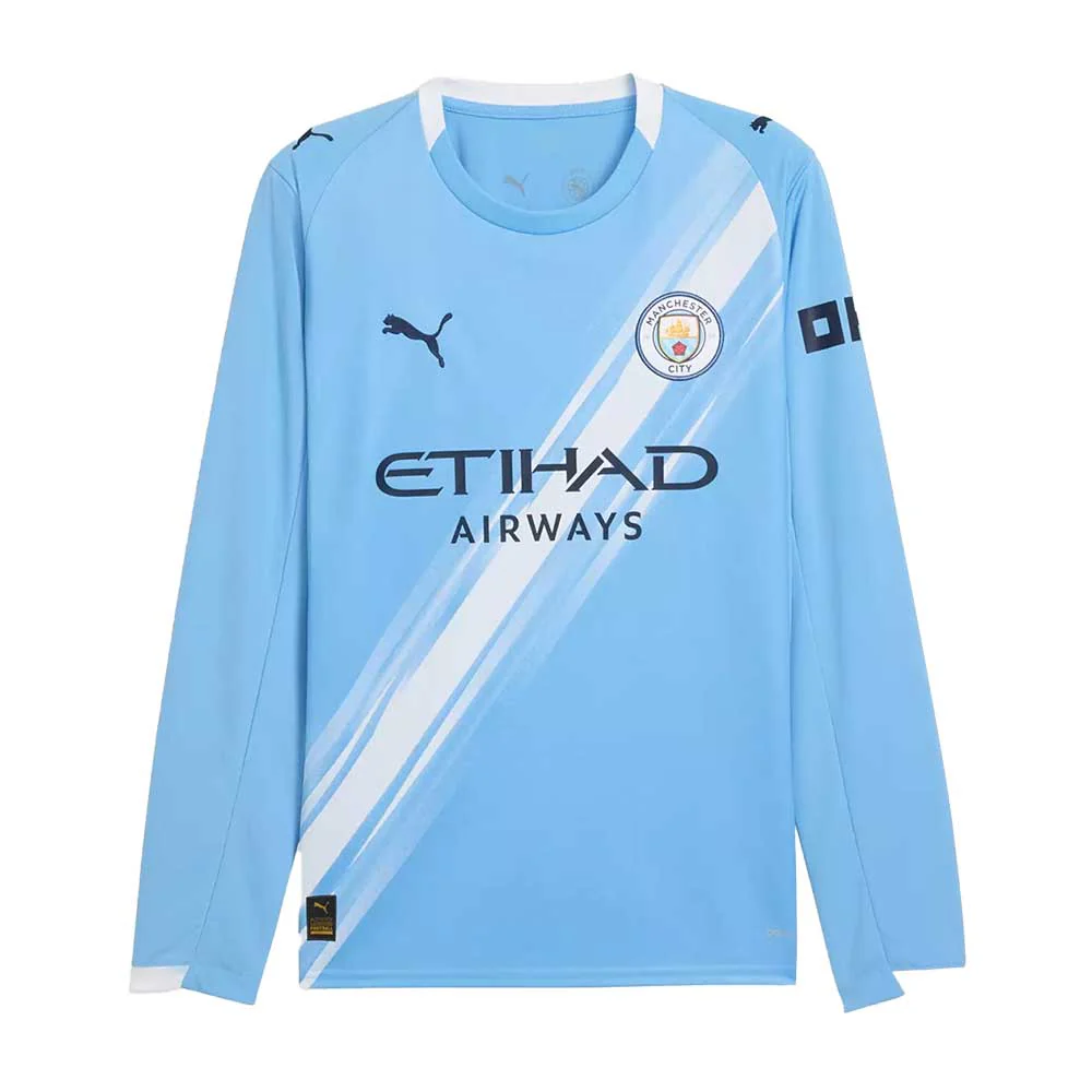 Men's Manchster City FC Home LS Jersey Replica - Team Light Blue/Puma White