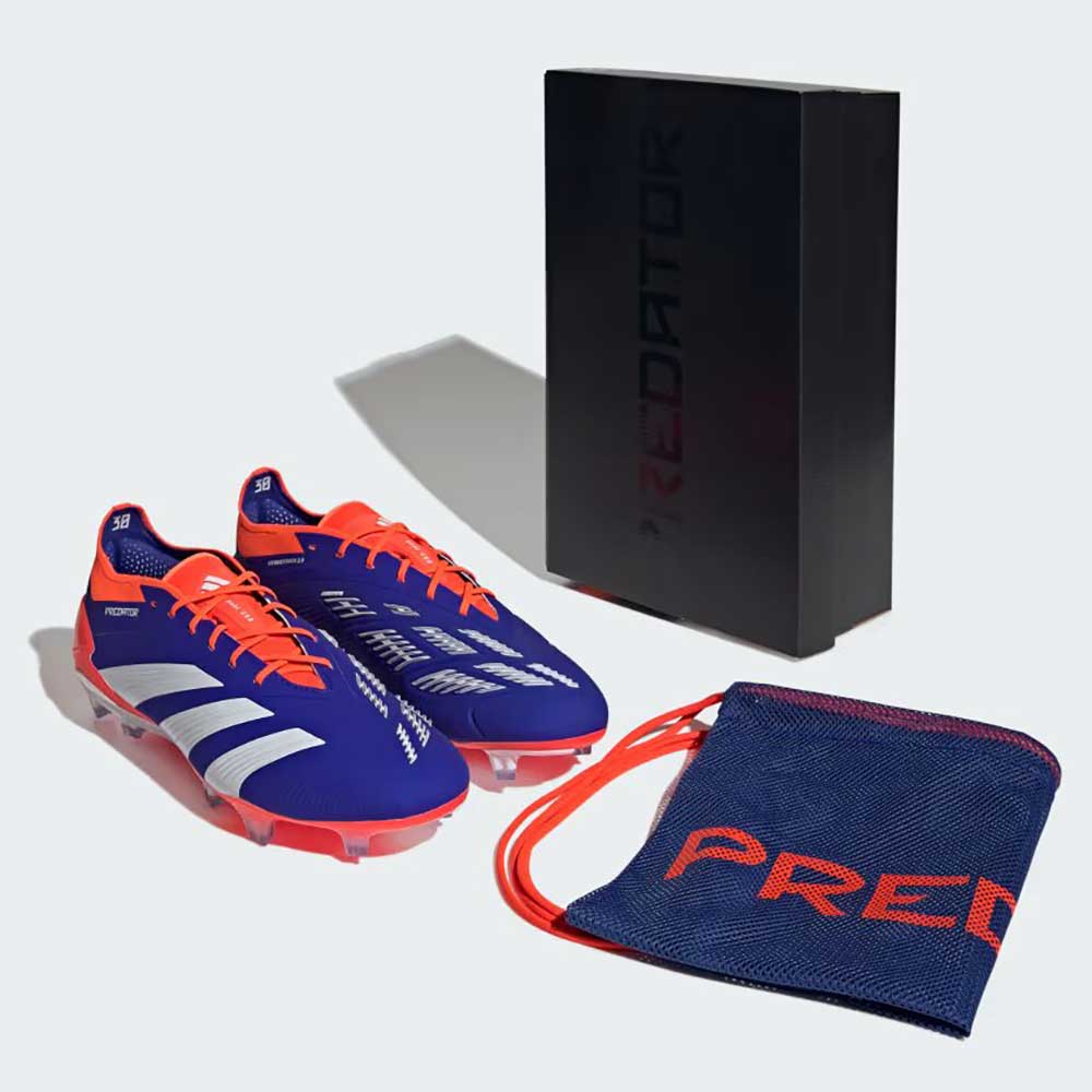 Men's Predator Elite FG Soccer Cleats - Lucid Blue/Cloud White/Solar Red - Regular (D) - Image 7