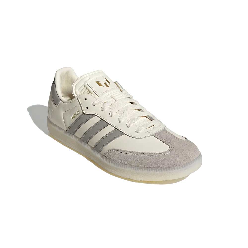 Men's Samba Messi Indoor Soccer Shoe - Cream White/Light Brown/Gold Met - Regular (D) - Image 2