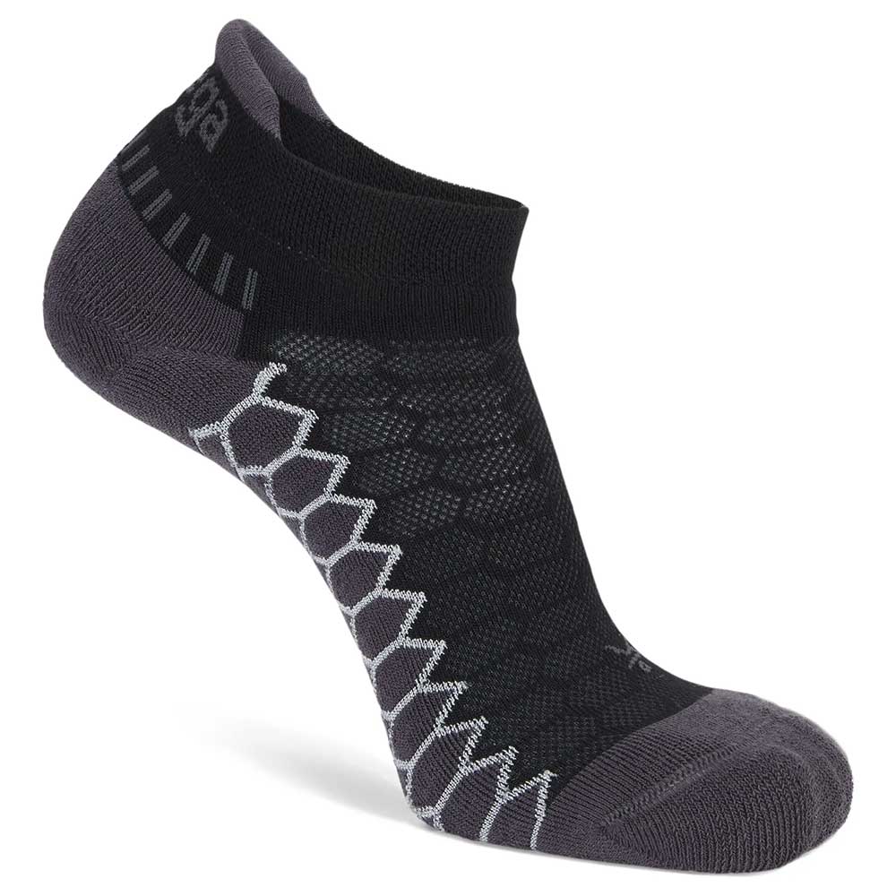 Silver No Show Tab Running Socks- Black