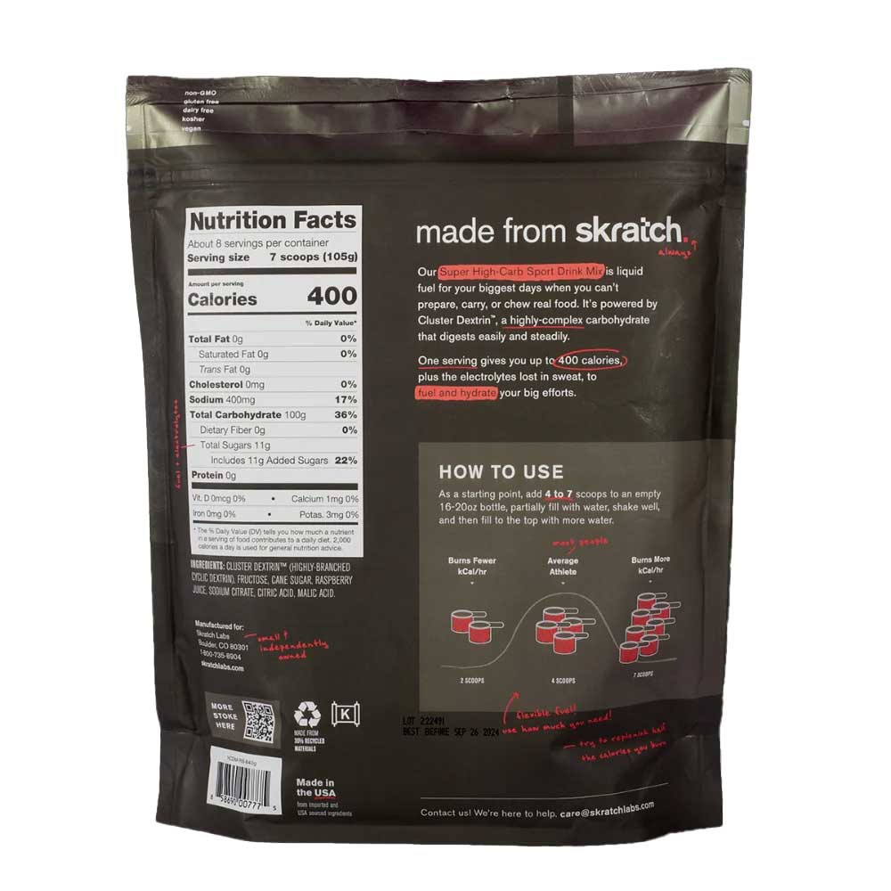 Super High-Carb 8 Serving Bag - Raspberry - Image 2