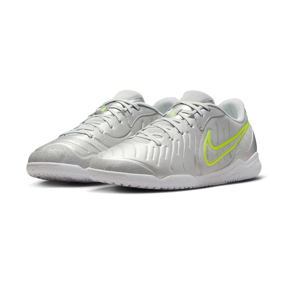 Tiempo Legend 10 Academy IC Indoor Soccer Shoe - Metallic Silver/White/Volt - Regular (D) - Image 2