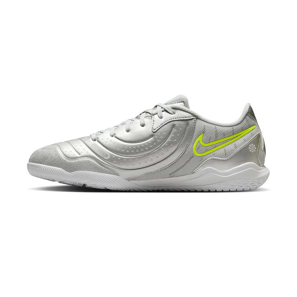 Tiempo Legend 10 Academy IC Indoor Soccer Shoe - Metallic Silver/White/Volt - Regular (D) - Image 3