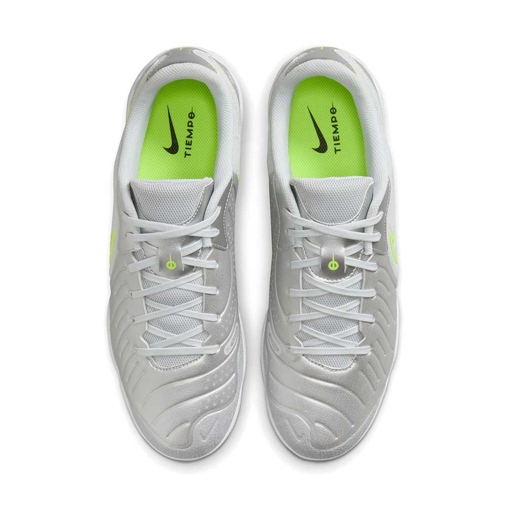 Tiempo Legend 10 Academy IC Indoor Soccer Shoe - Metallic Silver/White/Volt - Regular (D) - Image 5