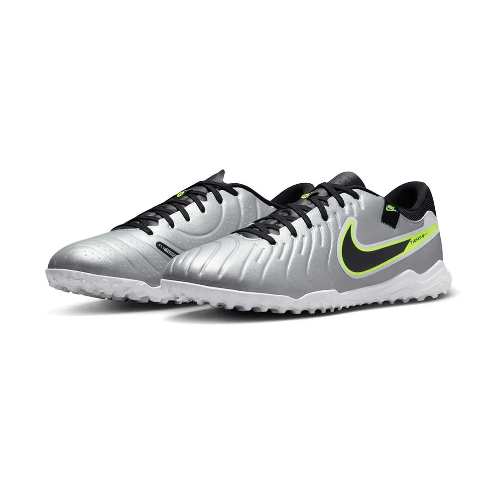 Tiempo Legend 10 Academy TF Turf Soccer Shoe - Metallic Silver/White/Volt - Regular (D) - Image 3