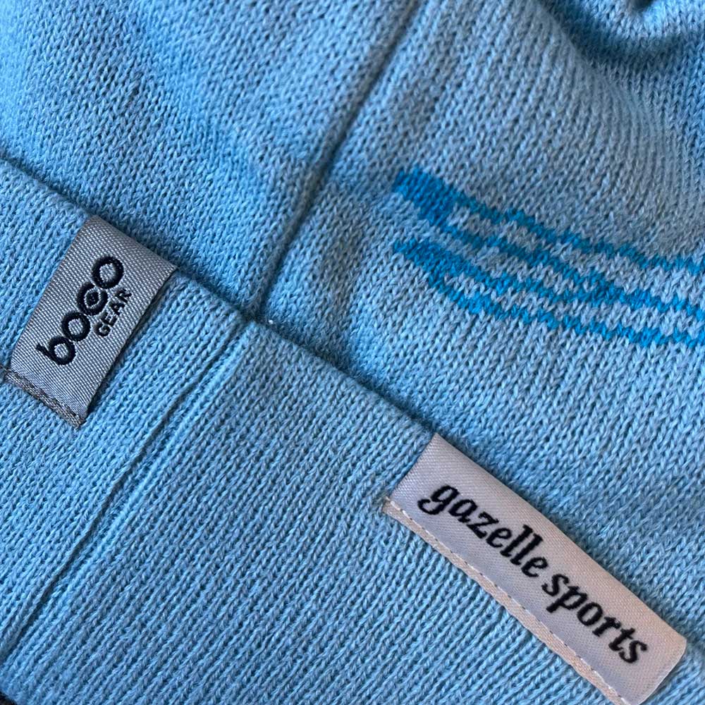 Vintage Gazelle Knit Cuffed Beanie - Light Blue/Blue - Image 2