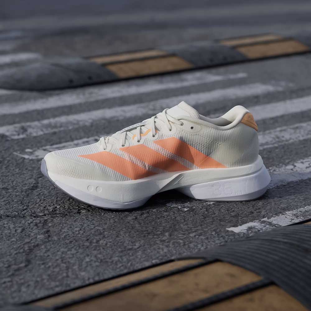 Women's Adizero Boston 13 Running Shoe - Off White/Beam Orange/Acid Orange - Regular (B) - Image 5