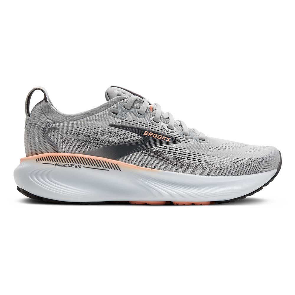 Women's Adrenaline GTS 25 Running Shoe - Grey/Blackened Pearl/Coral - Wide (D)