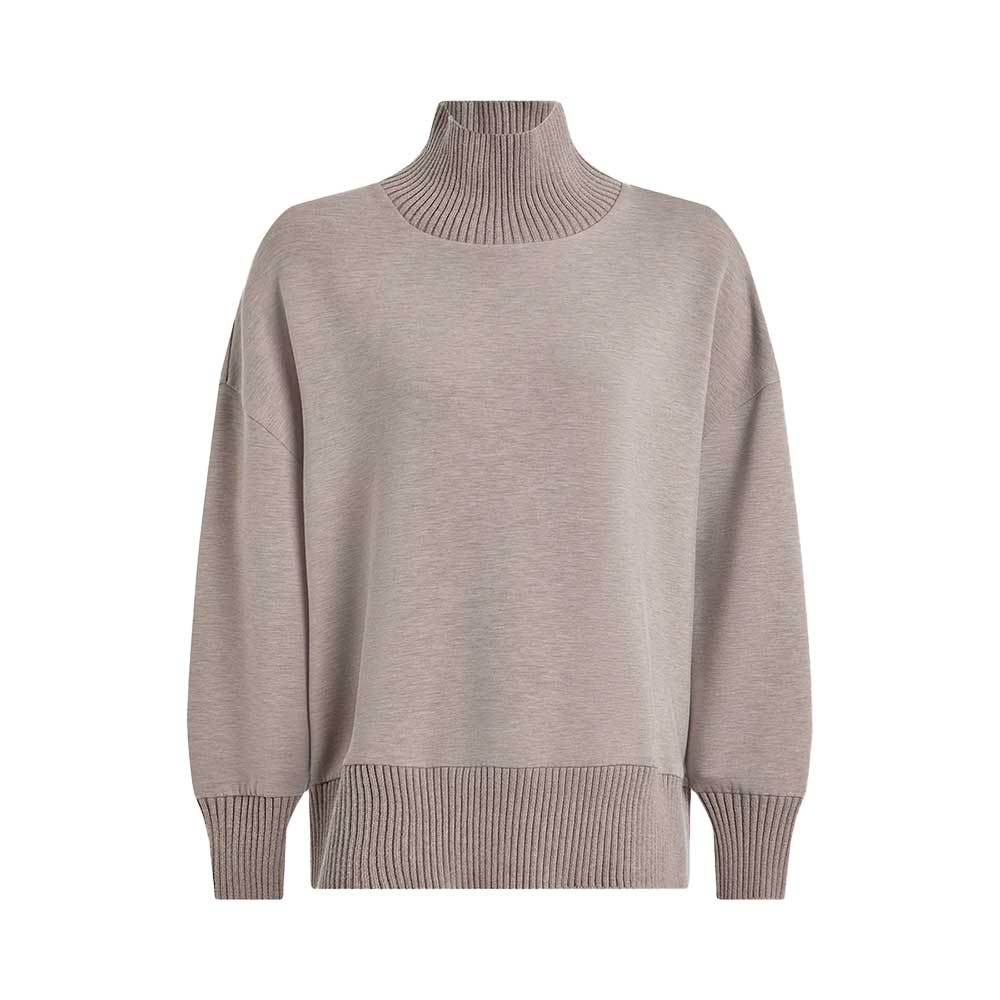 Wome's Barker High Neck Sweat - Taupe Marl