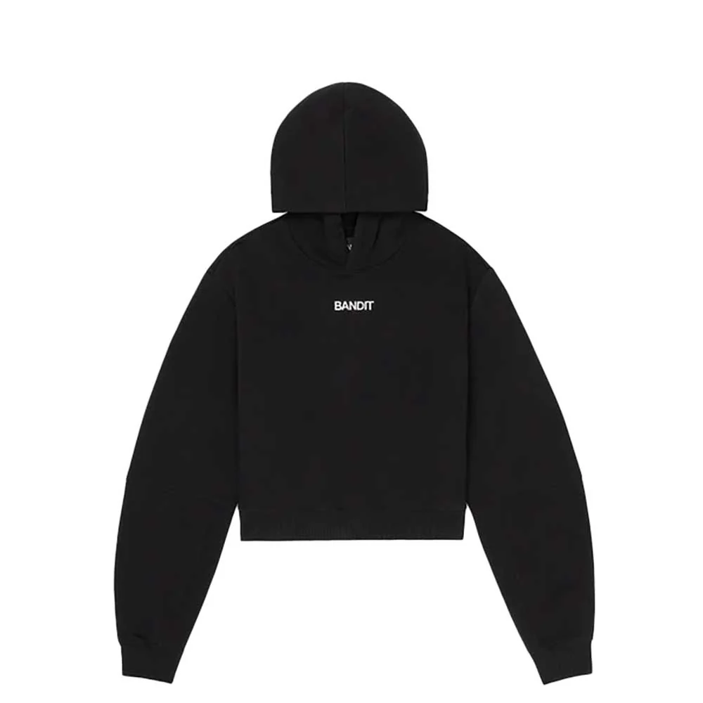 Women's Cotton Fleece Cropped Hoodie - Bandit Black