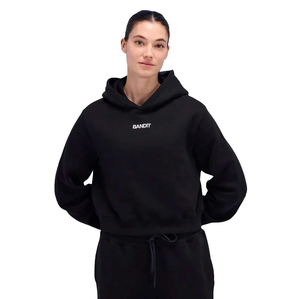 Women's Cotton Fleece Cropped Hoodie - Bandit Black - Image 2