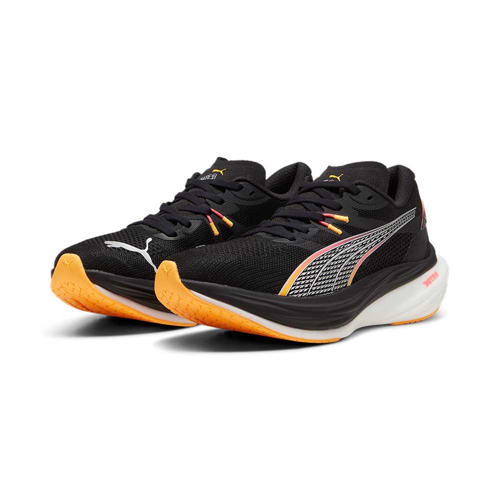 Women's Deviate Nitro 3 Running Shoes - PUMA Black-Sunset Glow-Sun Stream - Regular (B) - Image 3