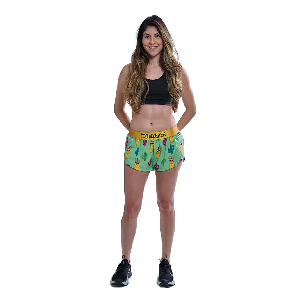 Women's Green Llamas 1.5" Split Short - Green Llamas - Image 2