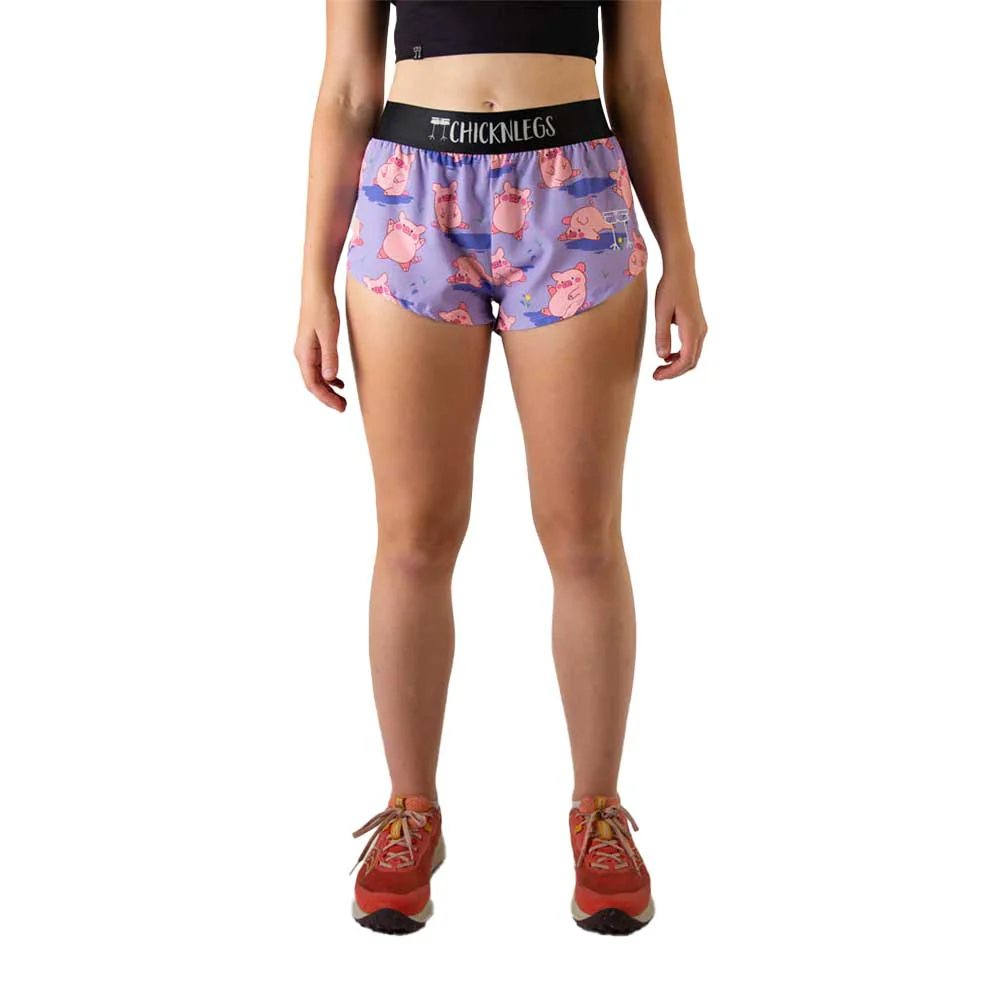 Women's Piggies 1.5" Split Shorts - Pigs in Mud - Image 2