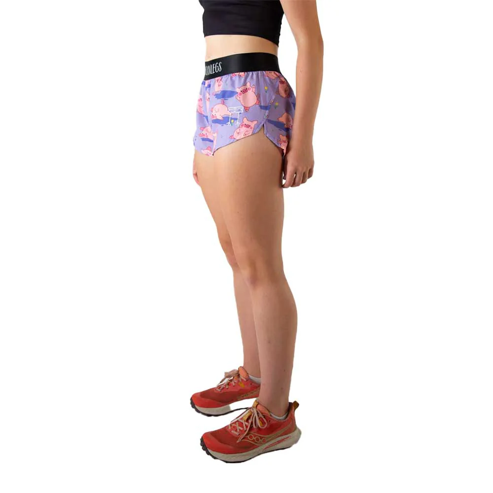 Women's Piggies 1.5" Split Shorts - Pigs in Mud - Image 3