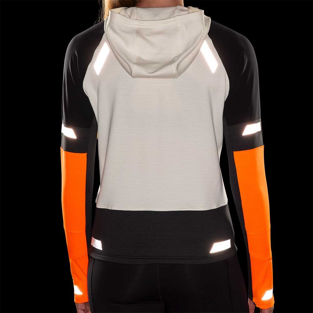Women's Run Visible Notch Thermal Hoodie 2.0 - Ecru/Fluoro Flash/Black - Image 6